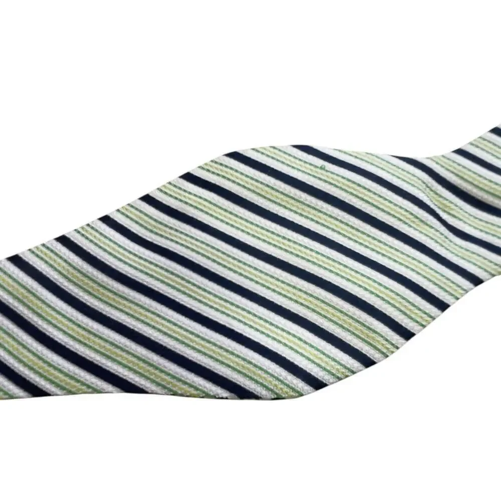 Brooks Brothers 346 pure silk striped bow tie white navy green